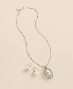 Orbital Interlocking Faux- Pearl and Crystal Set