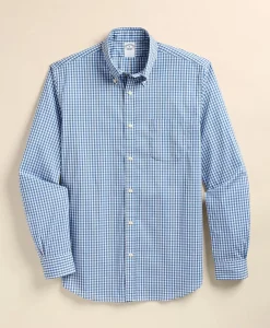 Performance Series Stretch Polo Button-Down Collar, Gingham Sport Shirt