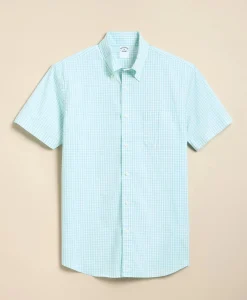 Performance Series Stretch Polo Button-Down Collar, Gingham Sport Shirt