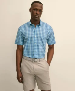 Performance Series Stretch Polo Button-Down Collar, Tartan Sport Shirt