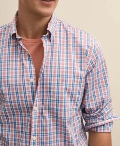 Performance Series Stretch Polo Button-Down Collar, Check Sport Shirt