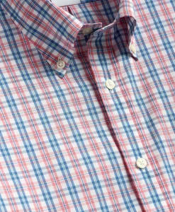 Performance Series Stretch Polo Button-Down Collar, Check Sport Shirt