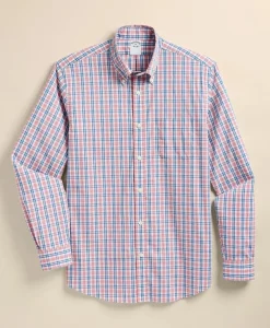 Performance Series Stretch Polo Button-Down Collar, Check Sport Shirt