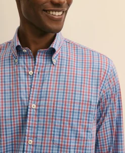 Performance Series Stretch Polo Button-Down Collar, Gingham Sport Shirt
