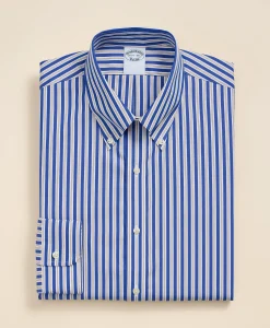 Pure Supima® Cotton Button Down Collar, Striped Dress Shirt