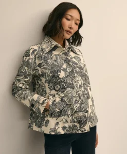 Relaxed Cotton Twill Floral Jacket
