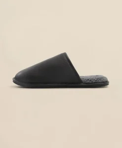 Shearling Lined Leather Slippers