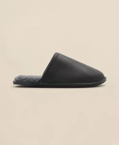 Shearling Lined Leather Slippers