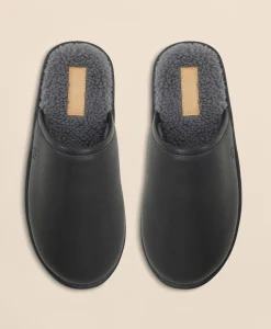 Shearling Lined Leather Slippers