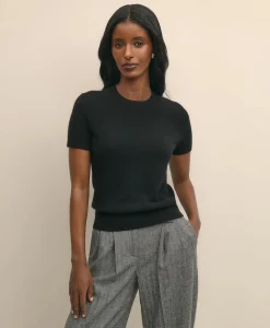 Short-Sleeve Shell Sweater in Cashmere