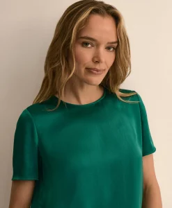 Short-Sleeve Top in Washable Silk Charmeuse