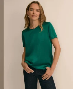 Short-Sleeve Top in Washable Silk Charmeuse