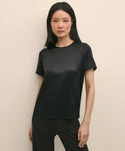 Short-Sleeve Top in Washable Silk Charmeuse