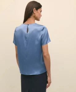 Short-Sleeve Top in Washable Silk Charmeuse