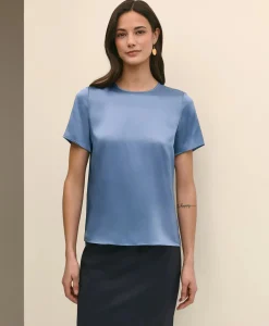 Short-Sleeve Top in Washable Silk Charmeuse