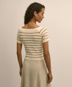 Silk Blend Ballet Neck Stripe Sweater