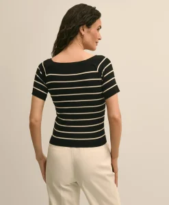 Silk Blend Ballet Neck Stripe Sweater