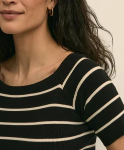 Silk Blend Ballet Neck Stripe Sweater