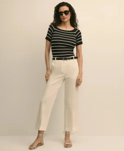 Silk Blend Ballet Neck Stripe Sweater