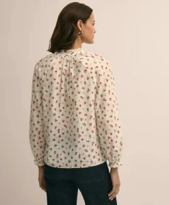Silk-Cotton Floral Print Blouse