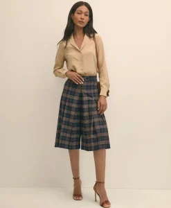 Silk Crepe Notch-Collar Blouse