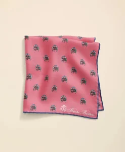 Silk Equestrian Motif Pocket Square