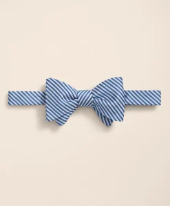 Silk Seersucker Stripe Bow Tie