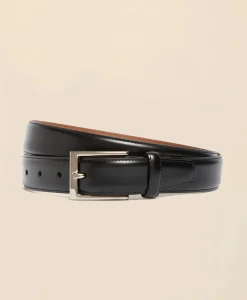 Silver Buckle Leather Dress Belt