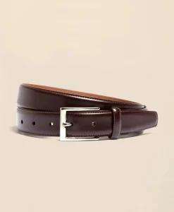Silver Buckle Leather Dress Belt