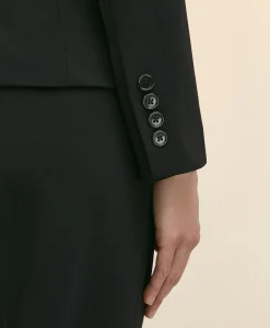 Single-Breasted Peak Lapel Jacket in Fine Twill Stretch Crepe