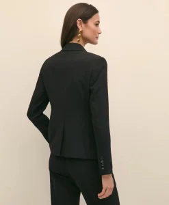 Single-Breasted Peak Lapel Jacket in Fine Twill Stretch Crepe