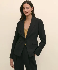 Single-Breasted Peak Lapel Jacket in Fine Twill Stretch Crepe