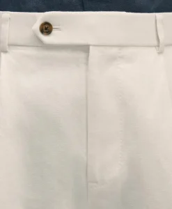 Slim Fit Cotton-Linen Herringbone Single-Pleat Suit Pants
