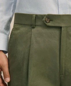 Slim Fit Fine Twill Washed Linen-Cotton Single-Pleat Suit Pants