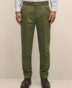 Slim Fit Fine Twill Washed Linen-Cotton Single-Pleat Suit Pants