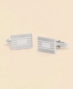 Sterling Silver Engravable Rhodium-Plated Cufflinks