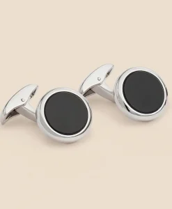 Sterling Silver Onyx Rhodium-Plated Cufflinks