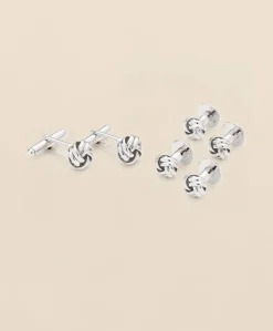 Sterling Silver Rhodium-Plated Knot Cufflinks