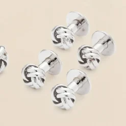 Sterling Silver Rhodium-Plated Knot Cufflinks