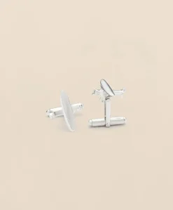 Sterling Silver Rhodium-PlatedAirplane Cufflinks