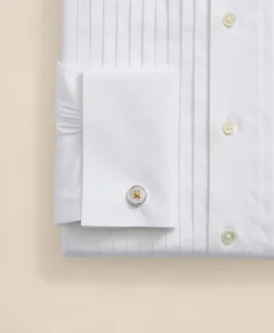 Stretch Cotton Broadcloth English Collar, 10-Pleat Tuxedo Shirt