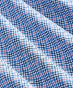 Stretch Cotton Non-Iron Broadcloth Polo Button-Down Collar, Multi-Check Sport Shirt