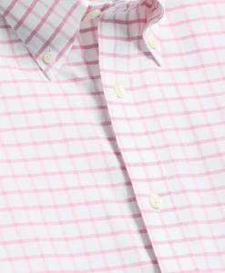 Stretch Cotton Non-Iron Oxford Polo Button Down, Windowpane Sport Shirt