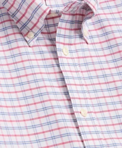 Stretch Cotton Non-Iron Oxford Polo Button Down, Windowpane Sport Shirt