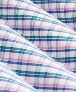 Stretch Cotton Non-Iron Oxford Polo Button Down, Multi-Grid Short Sleeve Sport Shirt