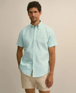 Stretch Non-Iron Cotton-Oxford Polo Button-Down Short-Sleeve Sport Shirt