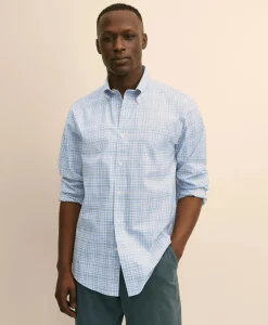 Stretch Non-Iron Poplin Polo Button-Down, Sport Shirt
