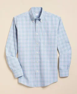 Stretch Non-Iron Poplin Polo Button-Down, Sport Shirt