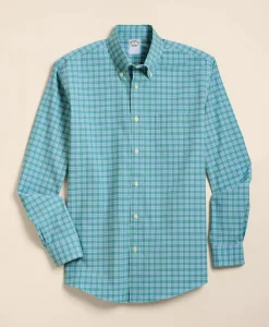 Stretch Non-Iron Poplin Polo Button-Down, Sport Shirt