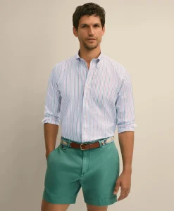 Stretch Non-Iron Poplin Polo Button-Down, Sport Shirt